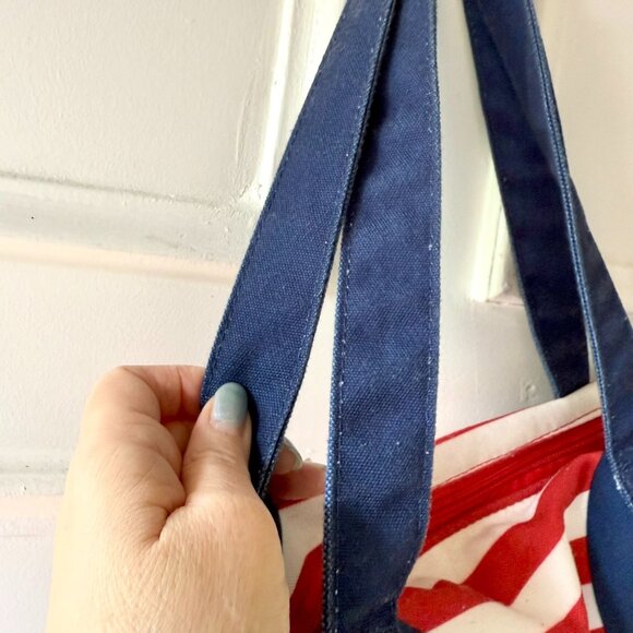 Disney Mickey Mouse Red White Blue Stars Stripes Tote Bag Patriotic Canvas Zip - Picture 4 of 12